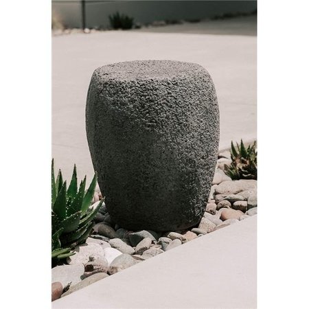 XBRAND XBrand CR1614GR 16.14 in. Tall Versatile Natural Stone Outdoor MGO Round Stool; Table & Statue - Grey CR1614GR